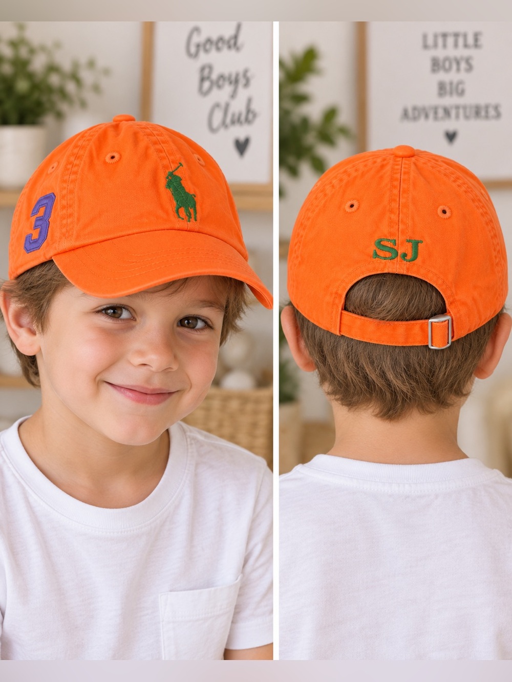 Polo Ralph Lauren Orange Big Pony #3 Adjustable Baseball Cap Hat.